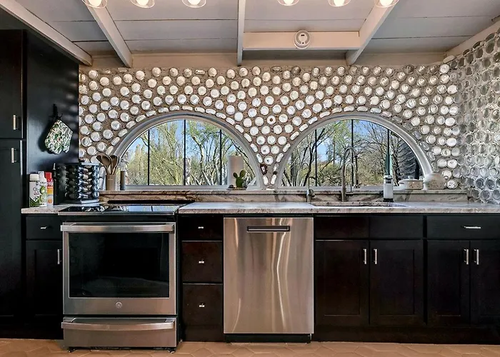Artistic Earth House With Vibrant Glass Bottle Architecture Near Saguaro National Park In Tucson, Arizona Tucson