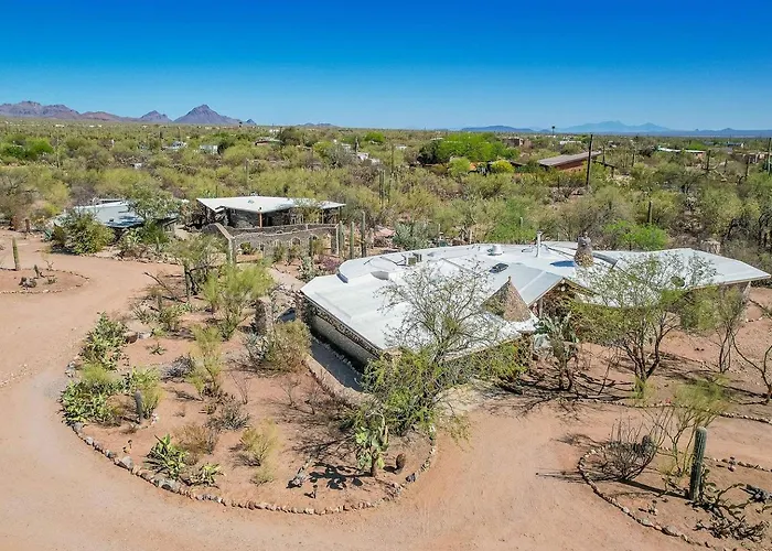 Artistic Earth House With Vibrant Glass Bottle Architecture Near Saguaro National Park In Tucson, Arizona Tucson